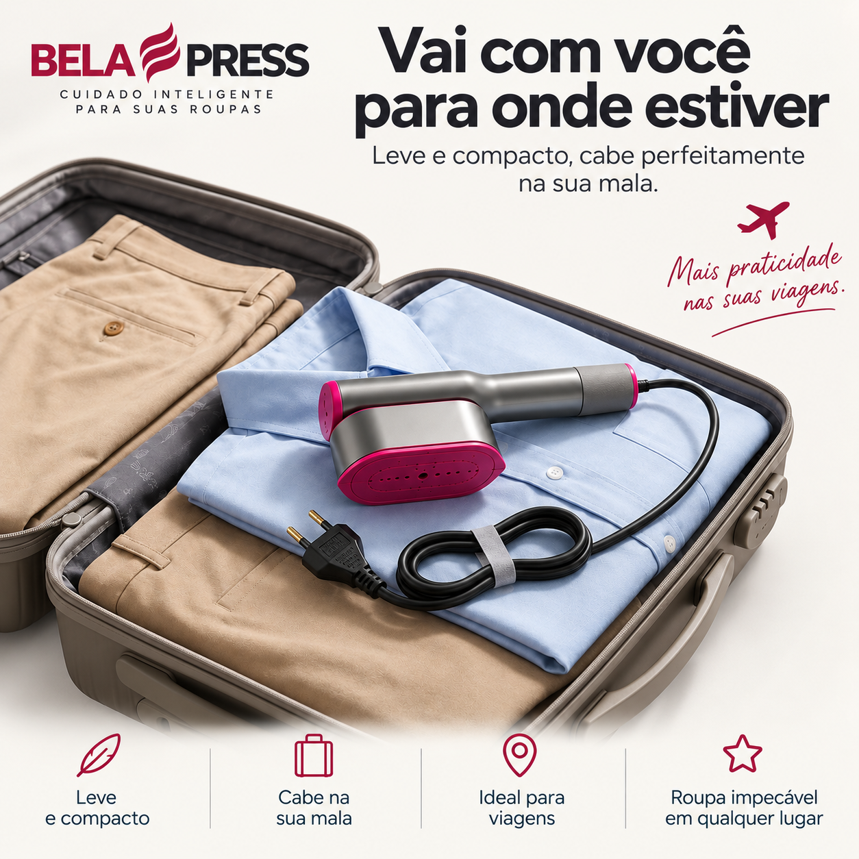 BELA PRESS Ferro e Vaporizador 2 em 1
